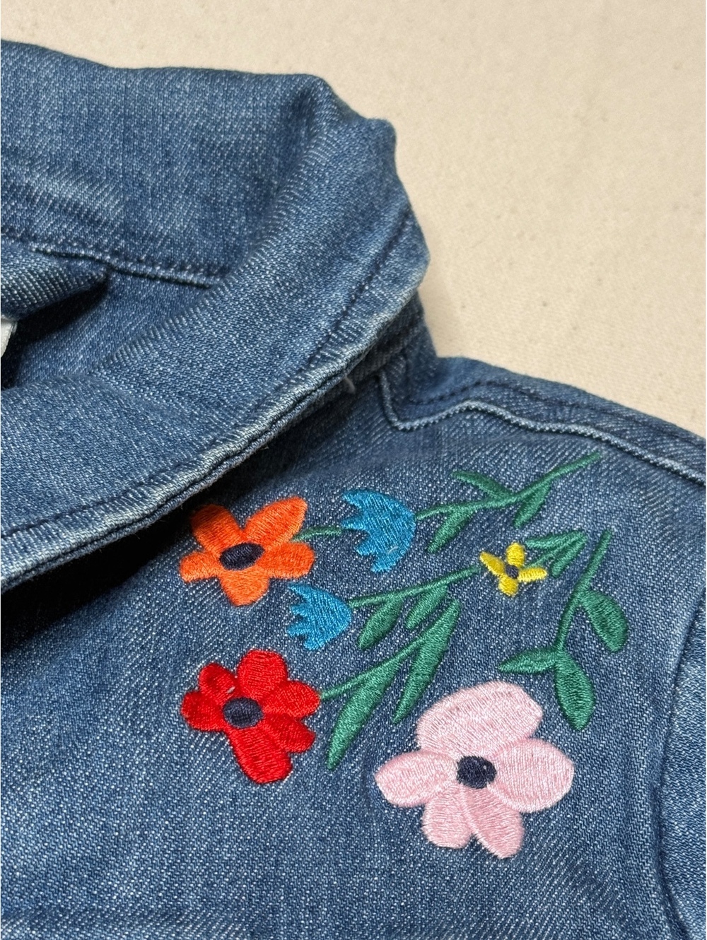 Hanna Andersson Girls 6-7 120cm Unicorn Floral Sherpa Lined Denim Jacket - Picture 3 of 9